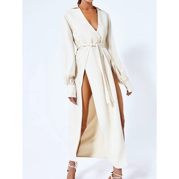 Alexis Ivory Shey Satin Side Slits Crepe Style V-Neckline Dress size XS - Picture 1 of 11